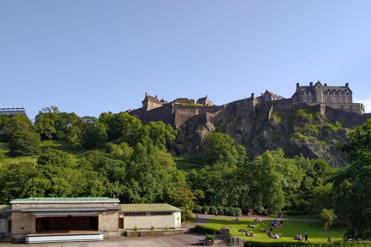 Edinburgh Castle and Princes Street Gardens in Scotland