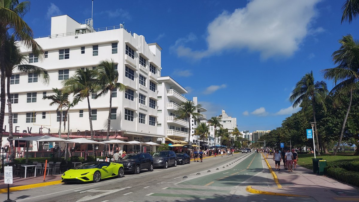 Art Deco historic architecture on Ocean Drive in South Beach Miami